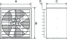 Images Dimensions - 1WMC42GY Cabinet Exhaust Fan - Fantech