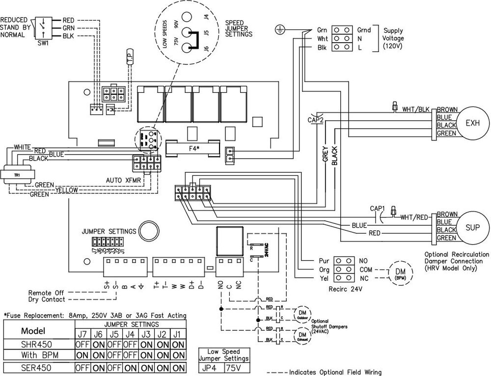 Images Wiring - SHR 450 Heat Rec Ventilator - Fantech