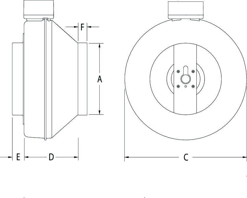 Images Dimensions - FG 10 EC Ventilateur en ligne - Fantech