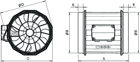 Images Dimensions - prioAir® 8 Inline Duct Fan - Fantech